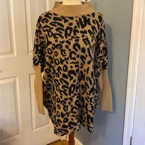 Oversized XL Leopard Mock neck Sweater